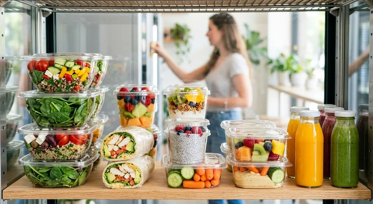 Ensaladas, wraps, fruta cortada y zumos en una máquina de vending saludable